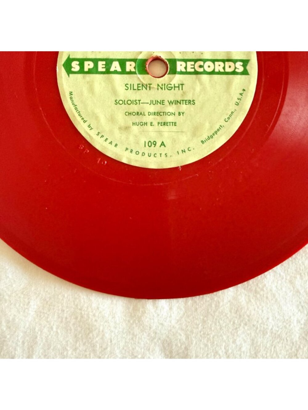 Vintage 1950s Silent Night Red Vinyl 78 Record Christmas Decor Spear Records - Picture 11 of 12